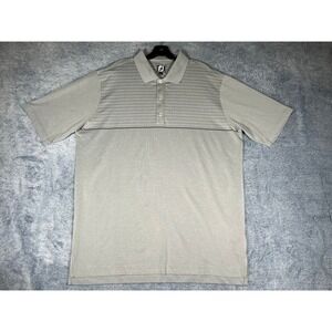 FootJoy Mens Athletic Fit Striped Golf Polo Shirt Gray XXL Short Sleeve FJ